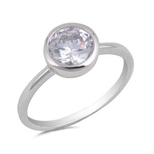 Sterling Silver Bezel-Set CZ Ring – Sample Size 7.5